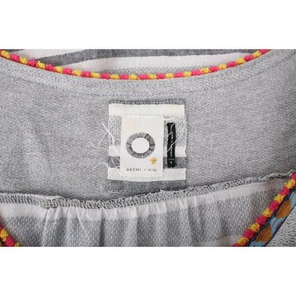 Akemi & Kin Anthropologie Womans Top Shirt Size S Gray Stripe Polka Dot Knit - Picture 6 of 6